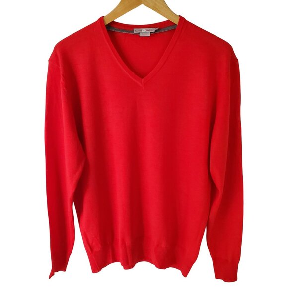 Luigi Baldo V Neck 100% Extra Fine Merino Wool Red Sweater Size M - Picture 1 of 14